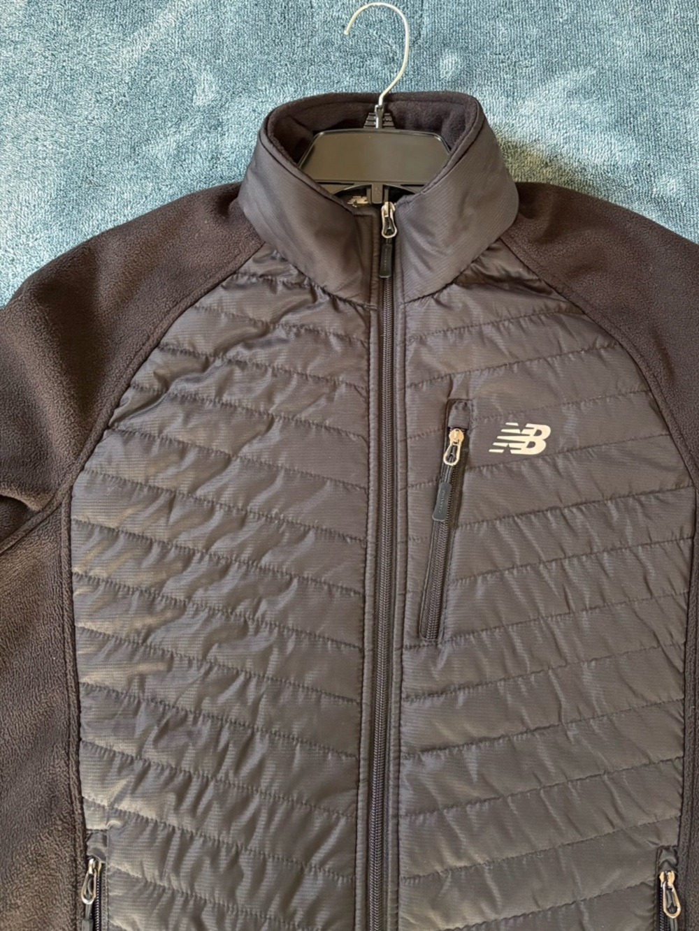 New Balance Black Quilted Hybrid Full-Zip Jacket